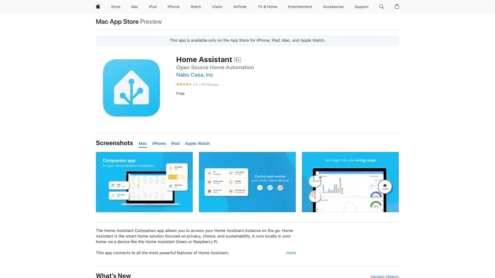 Apple App Store – Home Assistant Companion (iOS/iPadOS/macOS)